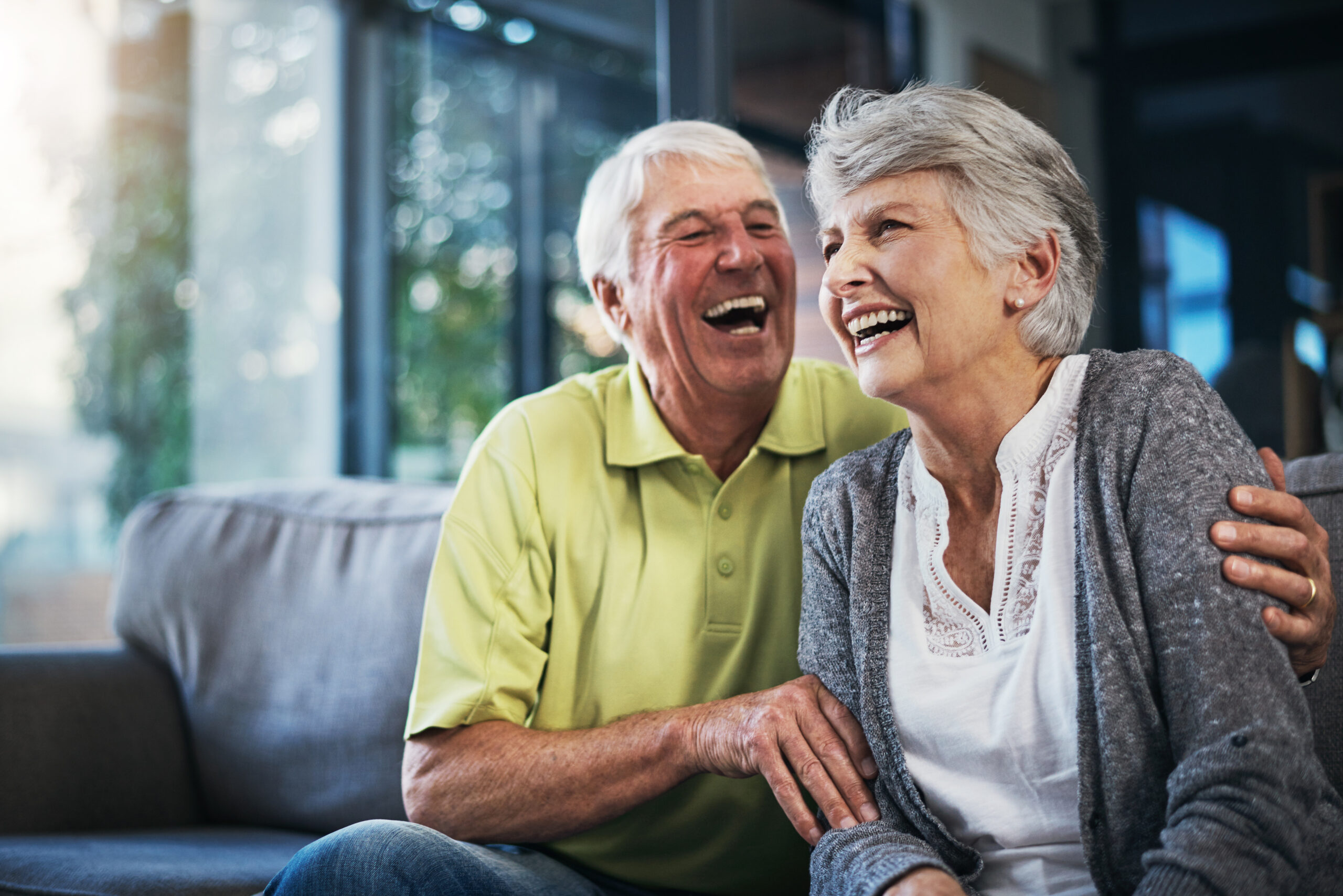 When youre laughing, youre living. Shot of a happy senior couple riverside dentist, tooth cavity, dental cavity, dental caries, tooth filling, dental filling.